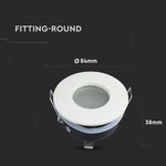 GU10 recessed frame/fixture, round, IP54, Ø84x38mm, recessed. Dimm. Ø75mm, white, V-TAC