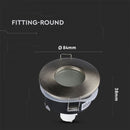 GU10 süvistatav raam/valgusti, ümmargune, IP54, Ø84x38mm, süvistatav. Dimm. Ø75mm, satiin nikkel, V-TAC