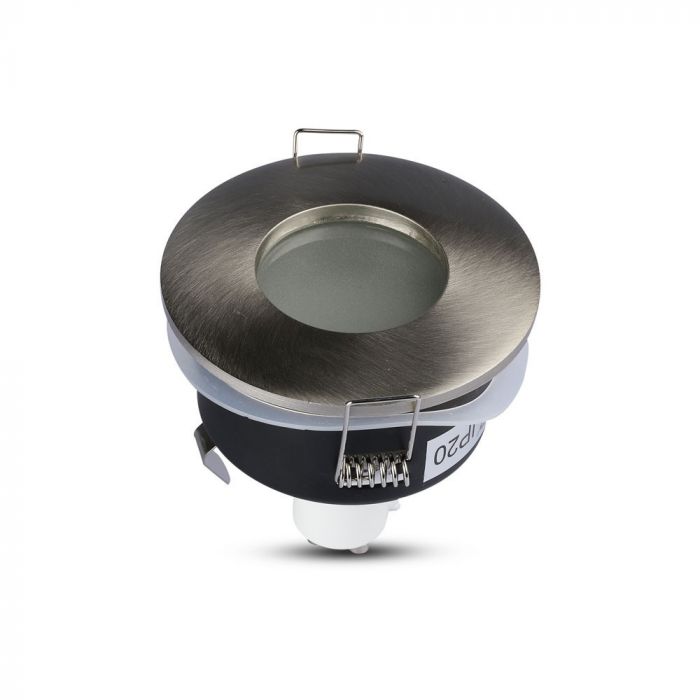 GU10 süvistatav raam/valgusti, ümmargune, IP54, Ø84x38mm, süvistatav. Dimm. Ø75mm, satiin nikkel, V-TAC