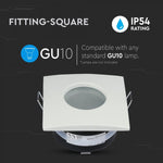 GU10 infälld ram/armatur, kvadratisk, IP54, 84x84x38mm, infälld montering Dimmbar. Ø75mm, vit, V-TAC