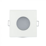 GU10 infälld ram/armatur, kvadratisk, IP54, 84x84x38mm, infälld montering Dimmbar. Ø75mm, vit, V-TAC