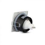 GU10 infälld ram/armatur, kvadratisk, IP54, 84x84x38mm, infälld montering Dimmbar. Ø75mm, vit, V-TAC