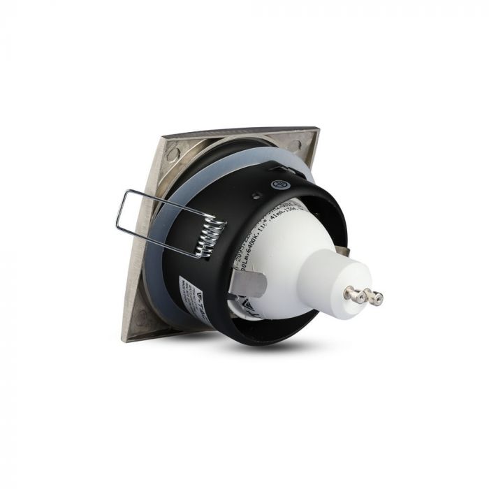 GU10 recessed frame/fixture, square, IP54, 84x84x38mm, flush mounted Dimm. Ø75mm, satin nickel, V-TAC