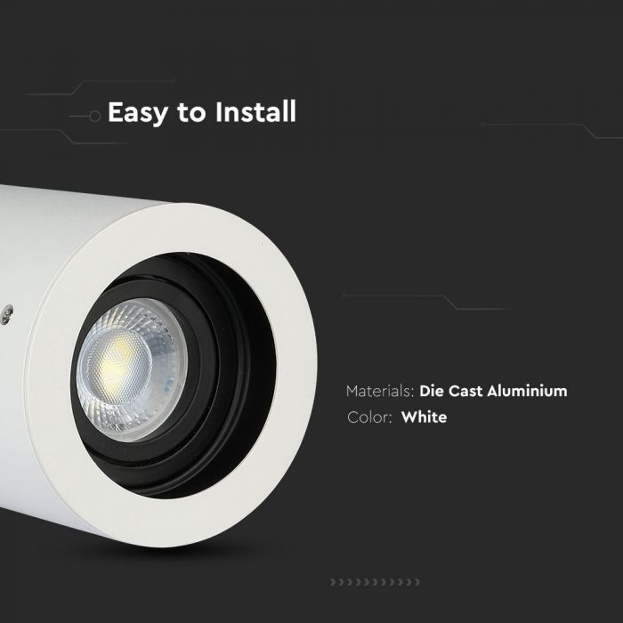 GU10 Virsapmetuma karkass stiprināšanai pie griestiem, balts, 142 x 100 mm, V-TAC