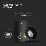 GU10 Takmonterad armatur, svart, 142 x 100 mm, V-TAC