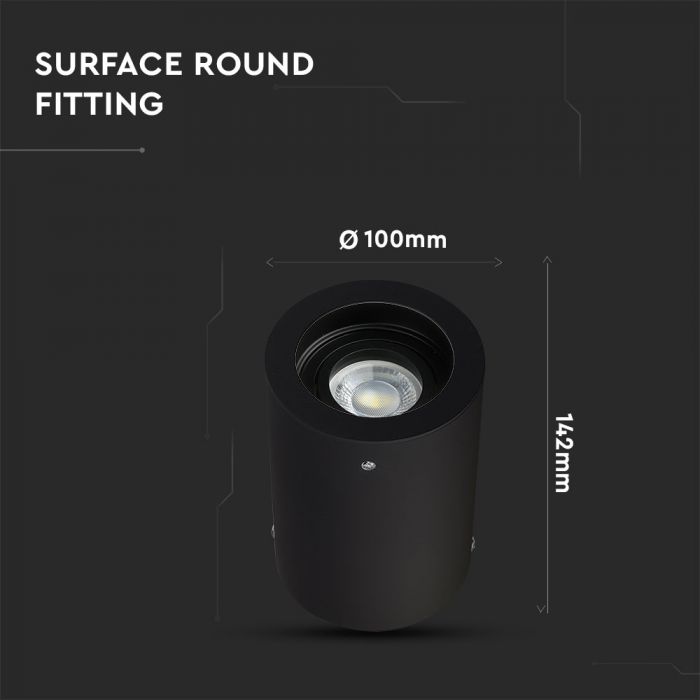 GU10 Takmonterad armatur, svart, 142 x 100 mm, V-TAC