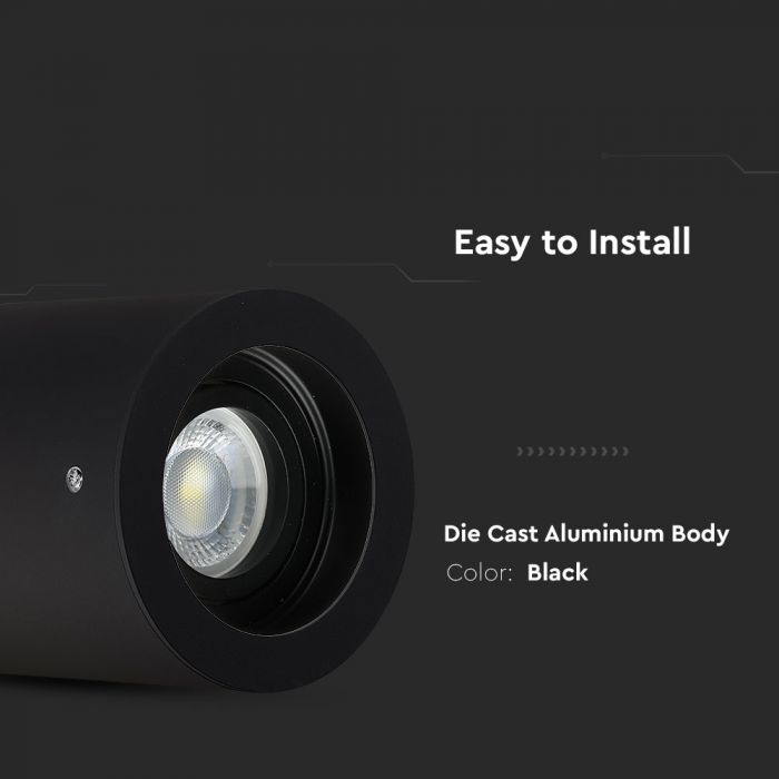 GU10 Светильник потолочный встраиваемый, черный, 142 x 100 мм, V-TAC