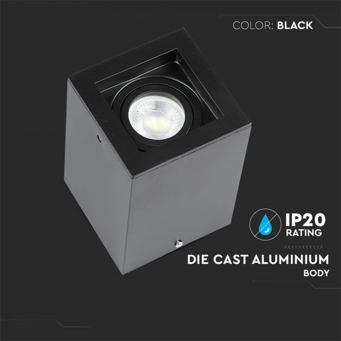 GU10 Ceiling-mounted luminaire, black, 142 x 100 x 100 mm, V-TAC
