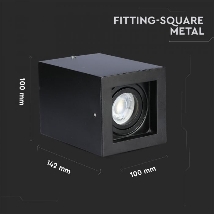 GU10 Ceiling-mounted luminaire, black, 142 x 100 x 100 mm, V-TAC