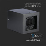 GU10 Ceiling-mounted luminaire, black, 142 x 100 x 100 mm, V-TAC