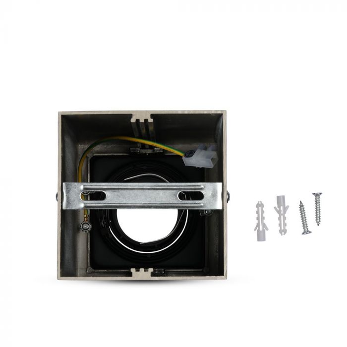 GU10 Virsapmetuma karkass stiprināšanai pie sienas, griestiem, satīna niķelis, V-TAC