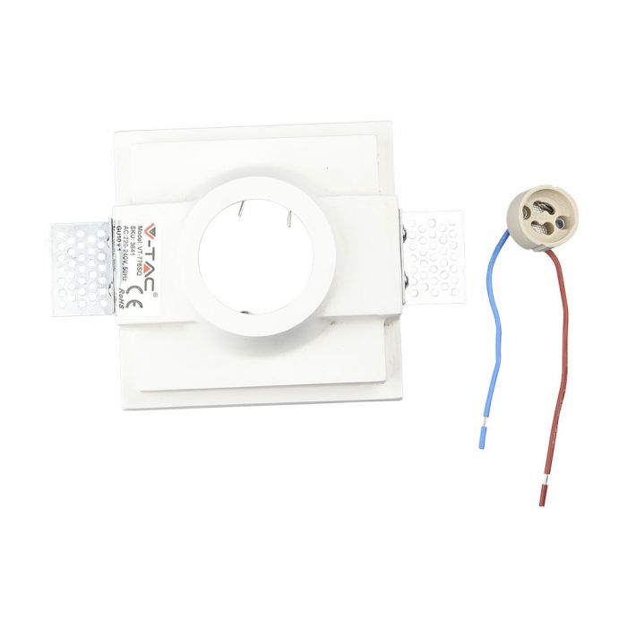 GU10 встраиваемая гипсовая рамка/светильник, квадратная, белая, 120x120x74 мм, встраиваемая. Размер: 120 x 120 x 120 x 120 мм 123x123 мм, V-TA