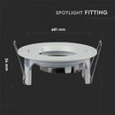 GU10 iebūvējams karkass/armatūra, apaļas formas, Ø81 x 34 mm, iebūv. izm Ø73mm, balts, V-TAC