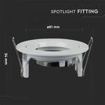 GU10 recessed frame/fixture, round, Ø81 x 34 mm, recessed. Ø73mm, white, V-TAC