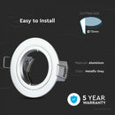 GU10 süvistatud raam/valgusti, ümmargune, Ø81 x 34 mm, süvistatud. Ø73mm, hall metallist, V-TAC