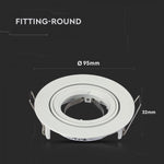 GU10 recessed frame/fixture, round, adjustable light direction, Ø95X32mm, recessed. Ø85mm, white, V-TAC