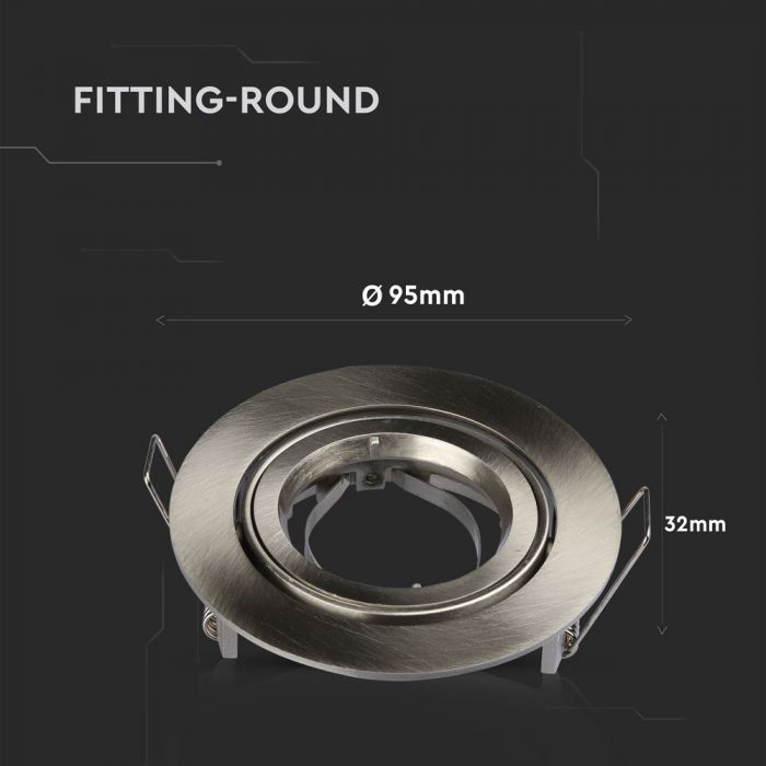 GU10 recessed frame/fixture, round, adjustable light direction, Ø95X32mm, recessed. Ø85mm, satin nickel, V-TAC