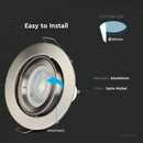 GU10 recessed frame/fixture, round, adjustable light direction, Ø95X32mm, recessed. Ø85mm, satin nickel, V-TAC