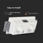 GU10 recessed plaster frame/fixture for 2 bulbs, square, white, 215x215x60mm, recessed. size 218x123mm, V-TAC