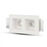 GU10 recessed plaster frame/fixture for 2 bulbs, square, white, 215x215x60mm, recessed. size 218x123mm, V-TAC