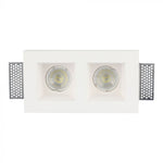 GU10 recessed plaster frame/fixture for 2 bulbs, square, white, 215x215x60mm, recessed. size 218x123mm, V-TAC