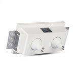 GU10 recessed plaster frame/fixture for 2 bulbs, square, white, 215x215x60mm, recessed. size 218x123mm, V-TAC