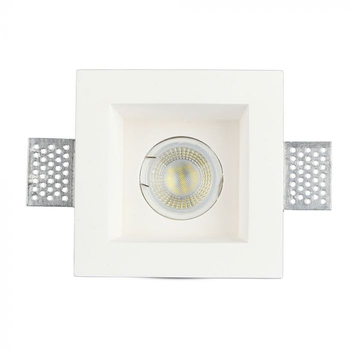 GU10 recessed plasterboard frame/fixture, square, white, 120x120x50mm, recessed. Size: 120 x 120 x 120 x 120 mm 123x123mm, V-TAC