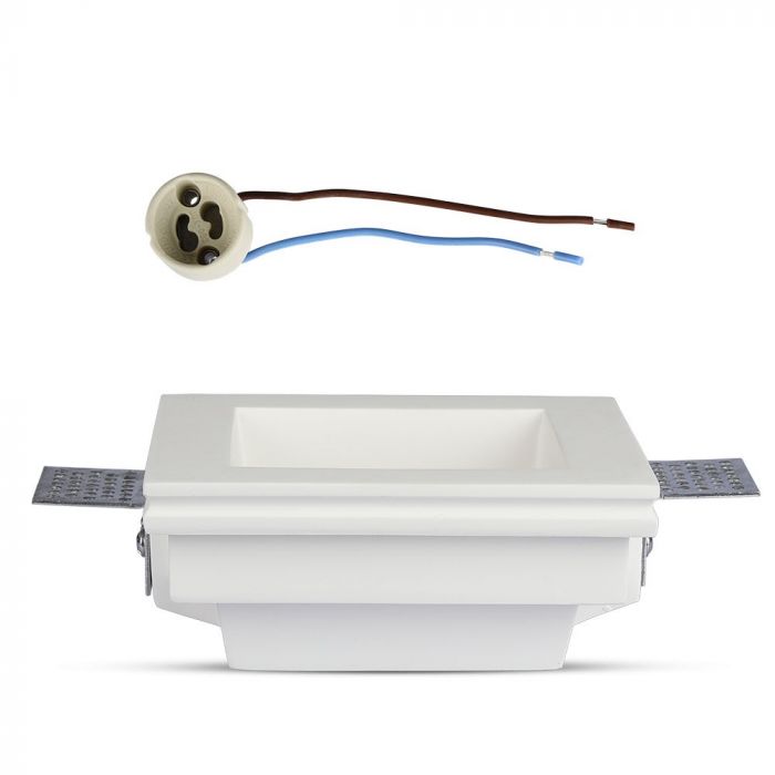 GU10 recessed plasterboard frame/fixture, square, white, 120x120x50mm, recessed. Size: 120 x 120 x 120 x 120 mm 123x123mm, V-TAC