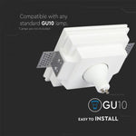 GU10 recessed plasterboard frame/fixture, square, white, 120x120x50mm, recessed. Size: 120 x 120 x 120 x 120 mm 123x123mm, V-TAC