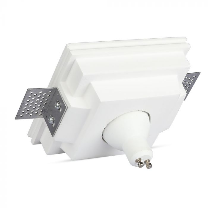 GU10 recessed plasterboard frame/fixture, square, white, 120x120x50mm, recessed. Size: 120 x 120 x 120 x 120 mm 123x123mm, V-TAC
