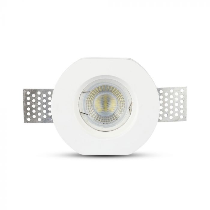 GU10 iebūvējams ģipša karkass/armatūra, apaļas formas, balts,Ø140x40mm, iebūv. izm. Ø140mm, V-TAC