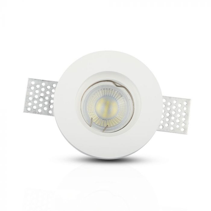 GU10 infälld gipsram/armatur, rund, vit, Ø100x30mm, infälld. Storlek: 30x30mm. Ø103mm, V-TAC