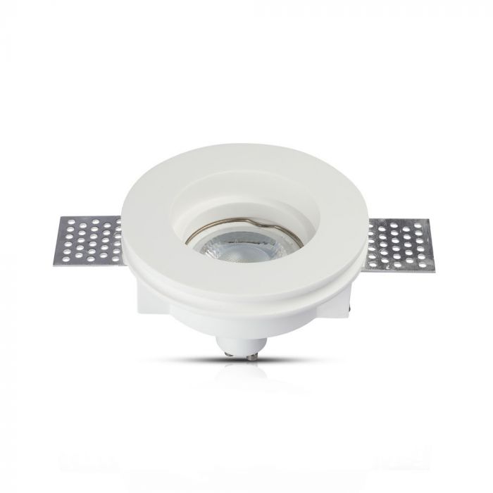 GU10 infälld gipsram/armatur, rund, vit, Ø100x30mm, infälld. Storlek: 30x30mm. Ø103mm, V-TAC