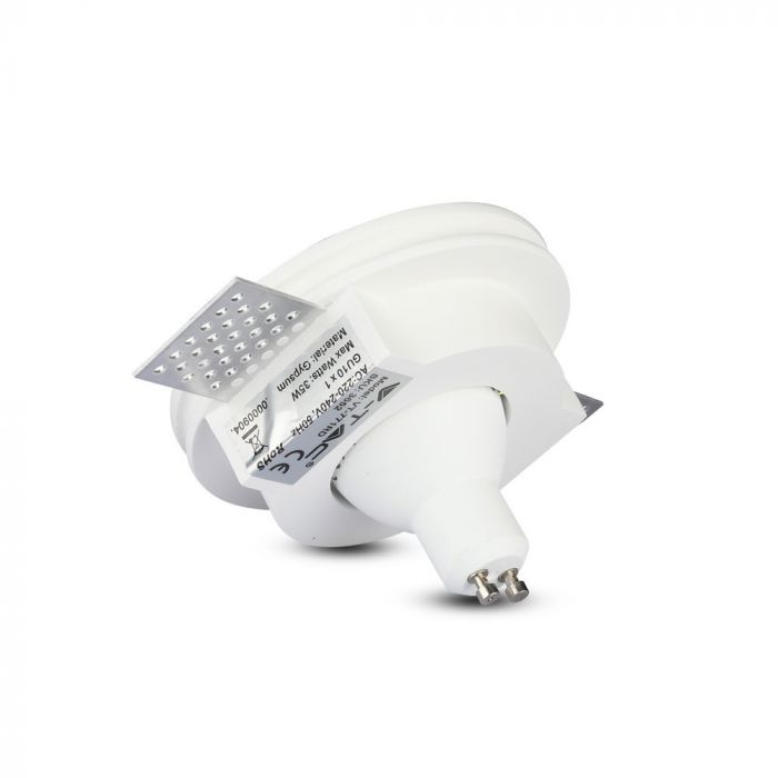 GU10 infälld gipsram/armatur, rund, vit, Ø100x30mm, infälld. Storlek: 30x30mm. Ø103mm, V-TAC