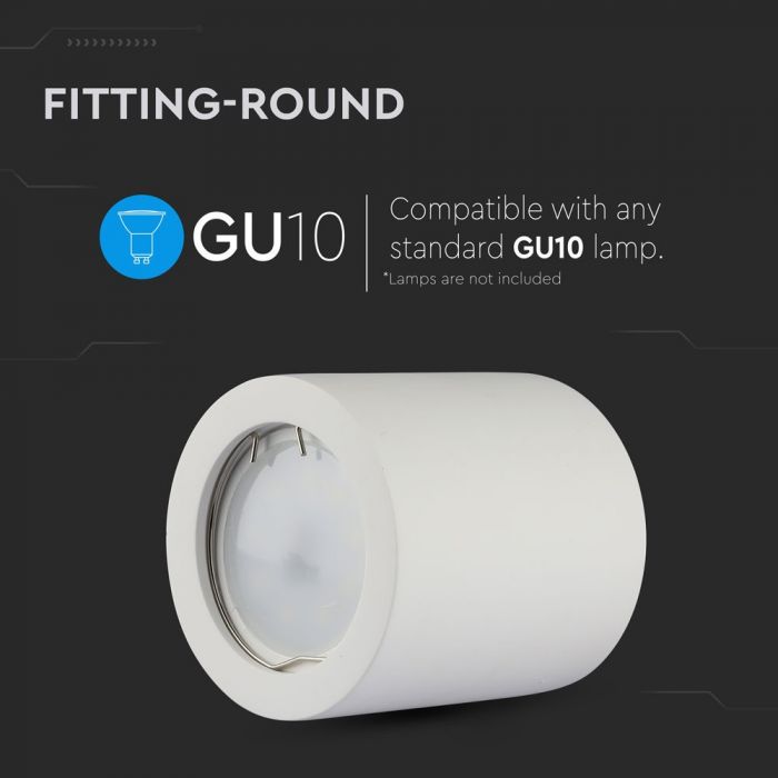 GU10 Gipsram, rund, vit, Ø70x75mm, V-TAC