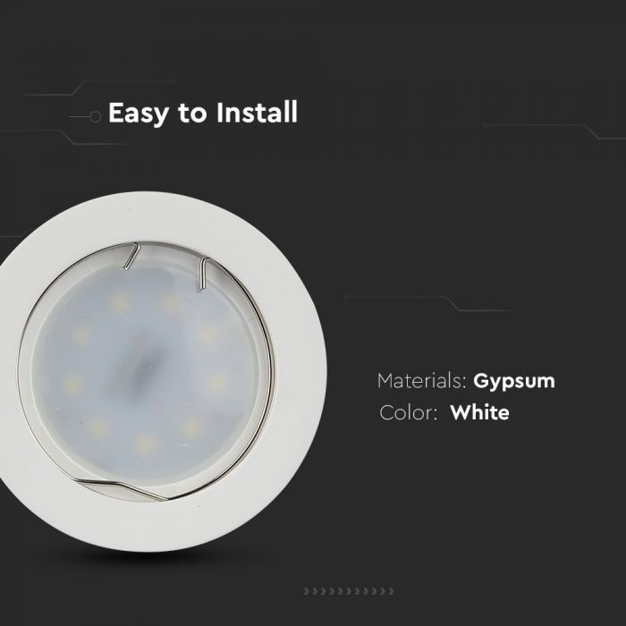 GU10 Gipsram, rund, vit, Ø70x75mm, V-TAC