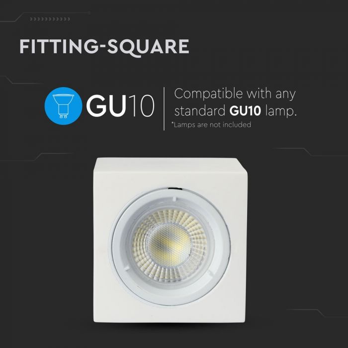 GU10 Gipsram, kvadratisk, vit, 75x75x75mm, V-TAC