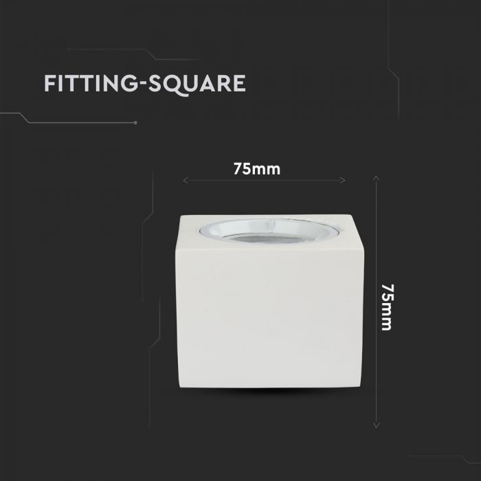 GU10 Gipsram, kvadratisk, vit, 75x75x75mm, V-TAC