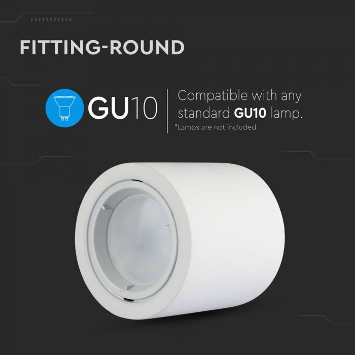 GU10 Plaster frame, round, white, Ø75x75mm, V-TAC
