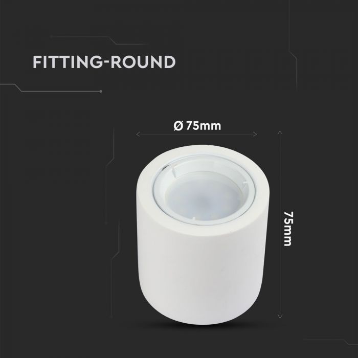 GU10 Plaster frame, round, white, Ø75x75mm, V-TAC