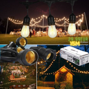 String Set_ Vattentät IP65 15m string komplett med 15 lampor (avstånd mellan lamporna 1m) glas LED filamentlampor (250Lm), varmvit 2700K, string med EU-kontakt i början och förseglad sockel i slutet (kan stängas i serie v