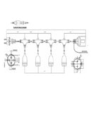 (SKU-3673) 15m E27 spuldžu cokolu virtene, attālums starp cokoliem 1m x15 cokoli, spuldzes nav iekļautas, ūdensdroša IP65, AC220-240V, 2.68kg, melna, ar 220V rozeti beigās un kontakdakšu sākumā, iespējams saslēgt vairākas virknē