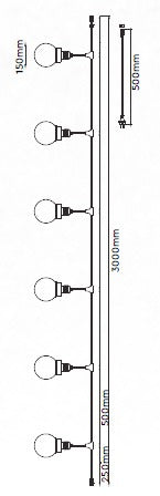 SUPERACTION_15m E27 bulb plinth string, расстояние между цоколями 1м x15 цоколей, лампочки в комплект не входят, водонепроницаемость IP65, AC220-240V, 2,68кг, черный, с розеткой 220V на конце и вилкой на начале, можно соединять последовательно