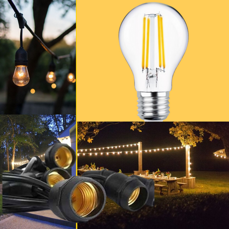 Virtenes komplekts_Ūdensdroša IP65 15 metri virtene komplektā ar 15 spuldzēm(attālums starp spuldzēm 1m) stikla LED filament spuldzēm(250Lm),silti baltas 2700K,virtene ar EU kontaktdakšu sākumā un hermētisku kontaktligzu galā(var slēgt virknē v