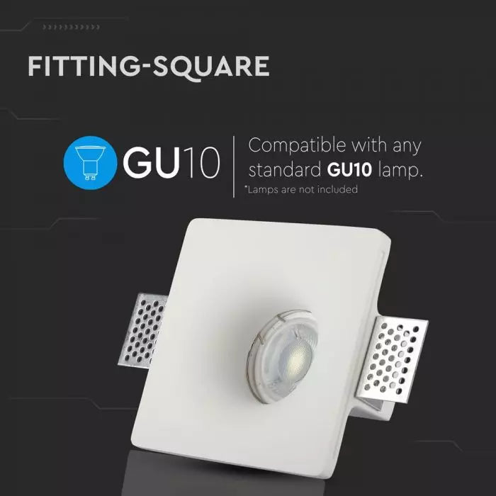 GU10 süvistatav kipsraam/valgusti, kandiline, valge, 120x120x45mm, süvistatav. Suurus: 120 x 120 x 120 x 120 x 120 x 120 x 120 x 120 x 120 x 120 x 120 x 120 x 120 x 120 x 120 x 120 x 120 mm. 123x123mm, V-TAC