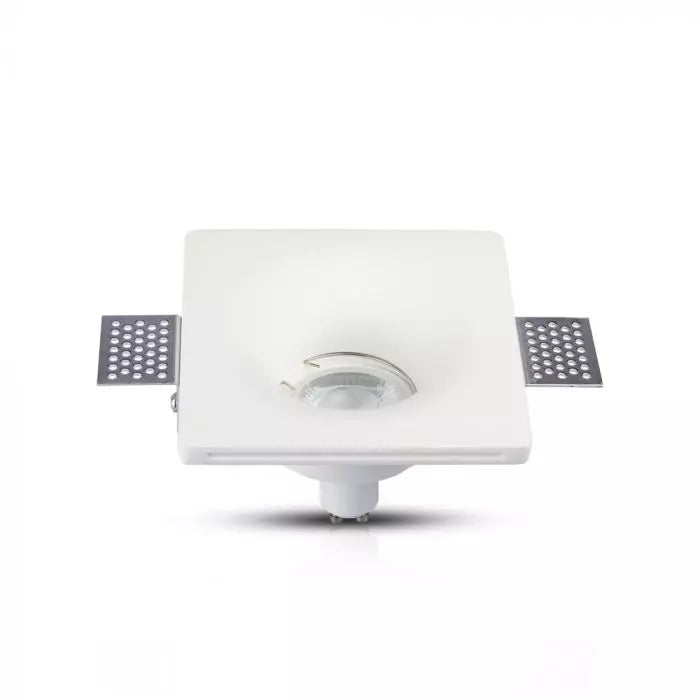 GU10 iebūvējams ģipša karkass/armatūra, kvadrāta formas, balts,120x120x45mm, iebūv. izm. 123x123mm, V-TAC