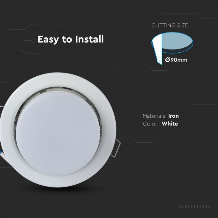 GX53 lampsockel, infälld, vit, V-TAC