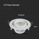 GU10 recessed frame/fixture, round, adjustable light direction, Ø102X46mm, recessed. Ø93mm, white, V-TAC