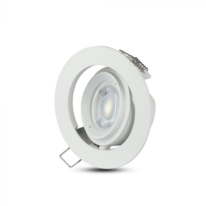 Встраиваемая рамка/светильник GU10, круглый, регулируемый угол освещения, белый, V-TAC