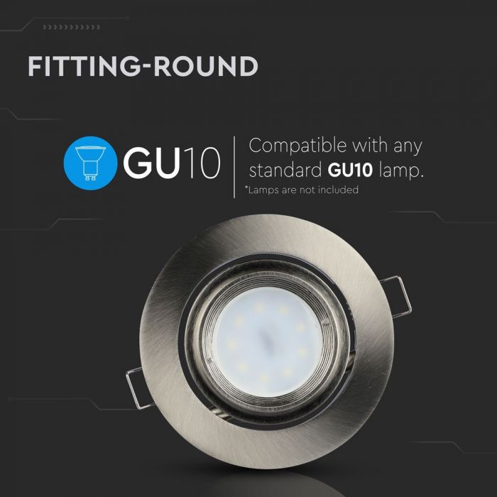 GU10 recessed frame/fixture, round shape, adjustable lighting angle, satin nickel, V-TAC